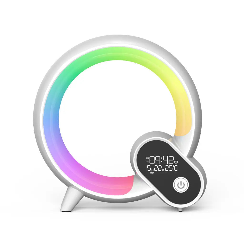 Creative Q Light Analog Sunrise Digital Display Alarm Clock Bluetooth Audio Intelligent Wake-up Q Colorful Atmosphere Light - Glam WOW