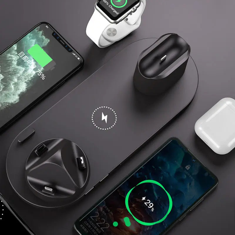 Wireless Charger For IPhone Fast Charger For Phone Fast Charging Pad For Phone Watch 6 In 1 Charging Dock Station - Glam WOW
