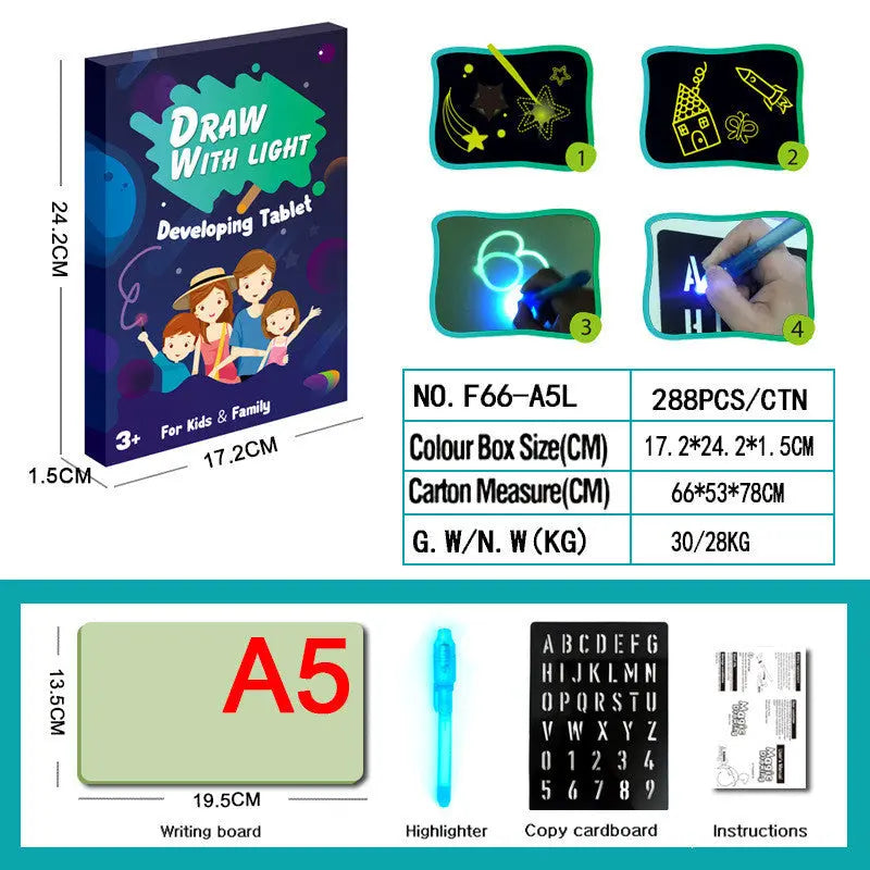 Educational Toy Drawing Pad 3D Magic 8 Light Effects Puzzle Board Sketchpad - Glam WOW