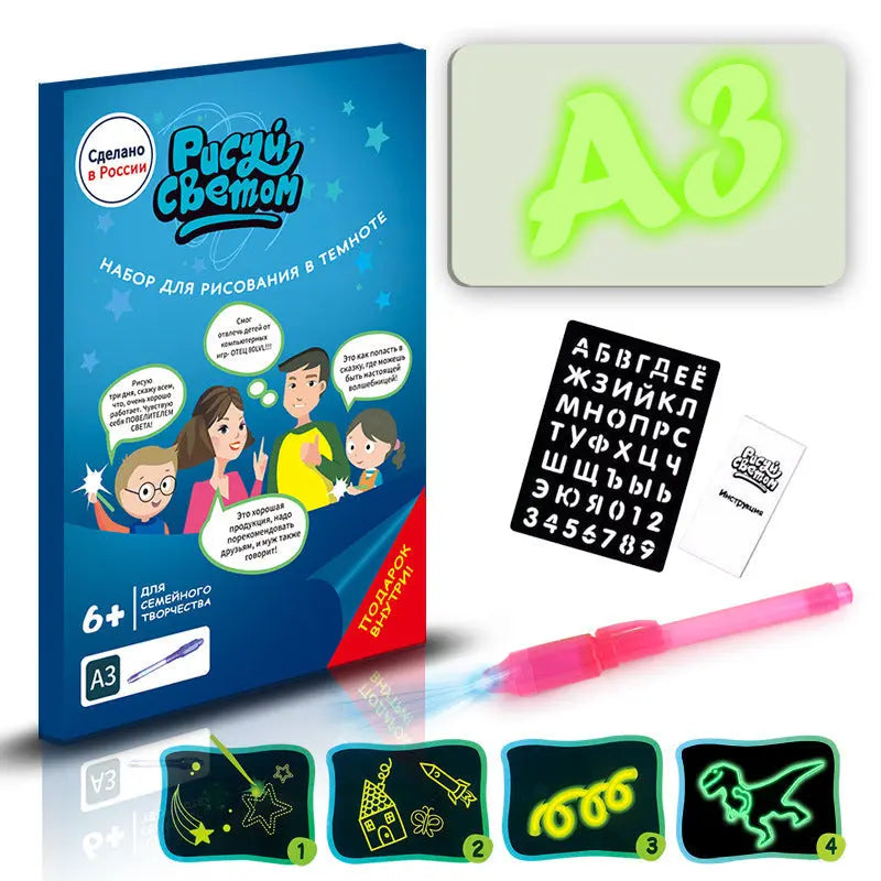 Educational Toy Drawing Pad 3D Magic 8 Light Effects Puzzle Board Sketchpad - Glam WOW