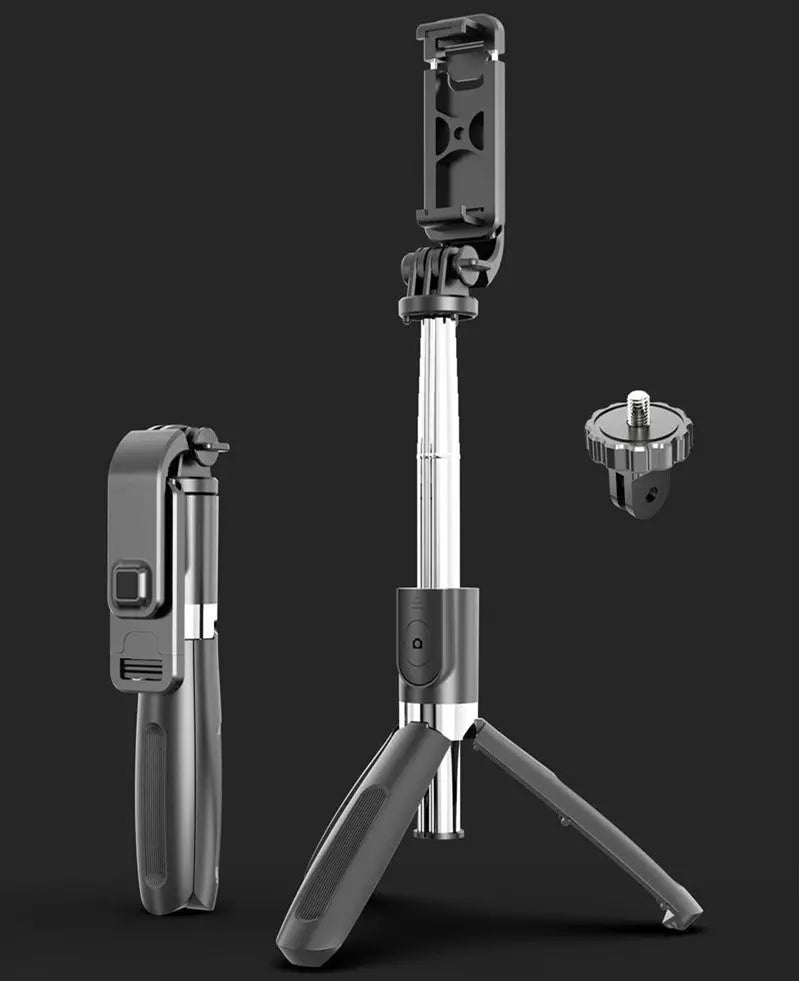 Compatible with Apple, Tripod Selfie Stick Mobile Universal Live Triangle Bracket One Bluetooth Selfie Artifact - Glam WOW