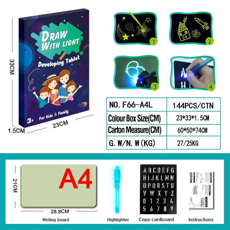 Educational Toy Drawing Pad 3D Magic 8 Light Effects Puzzle Board Sketchpad - Glam WOW