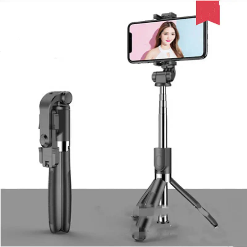 Compatible with Apple, Tripod Selfie Stick Mobile Universal Live Triangle Bracket One Bluetooth Selfie Artifact - Glam WOW