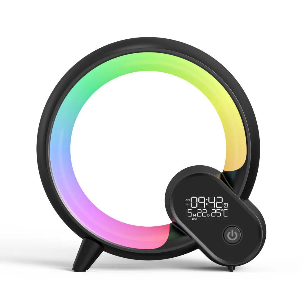 Creative Q Light Analog Sunrise Digital Display Alarm Clock Bluetooth Audio Intelligent Wake-up Q Colorful Atmosphere Light - Glam WOW