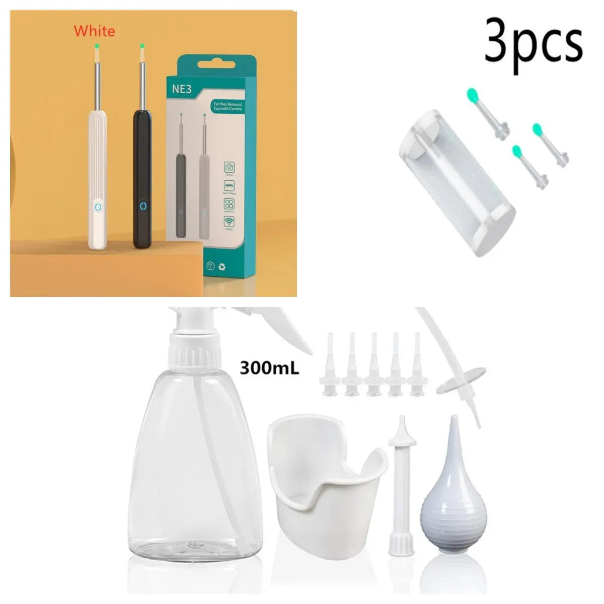 NE3 Ear Cleaner Otoscope Ear Wax Removal Tool With Camera LED Light Wireless Ear Endoscope Ear Cleaning Kit For I-phone - Glam WOW