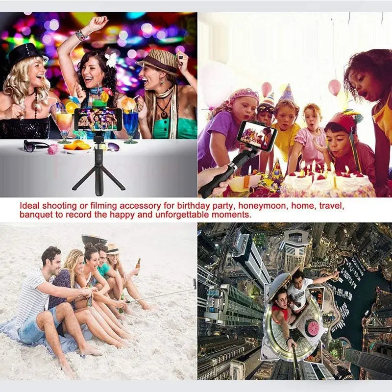 Compatible with Apple, Tripod Selfie Stick Mobile Universal Live Triangle Bracket One Bluetooth Selfie Artifact - Glam WOW