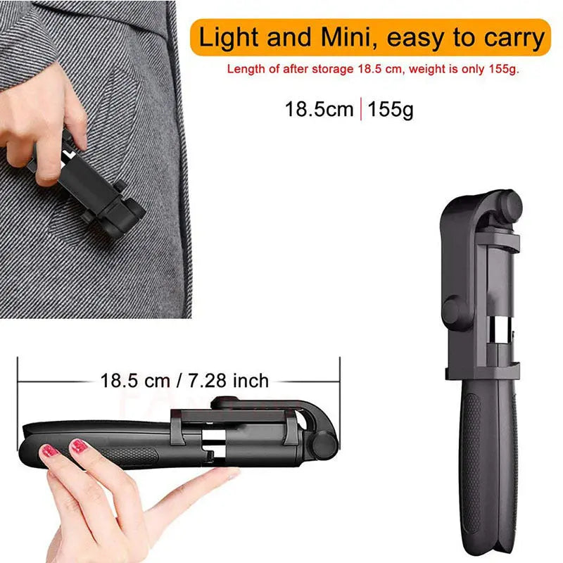 Compatible with Apple, Tripod Selfie Stick Mobile Universal Live Triangle Bracket One Bluetooth Selfie Artifact - Glam WOW