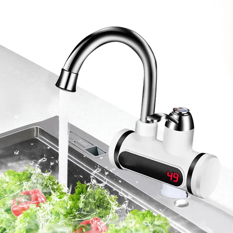 Kitchen Electric Water Tap  Water Heater Temperature Display Cold Heating Faucet Hot Water Faucet Heater - Glam WOW