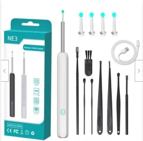 NE3 Ear Cleaner Otoscope Ear Wax Removal Tool With Camera LED Light Wireless Ear Endoscope Ear Cleaning Kit For I-phone - Glam WOW