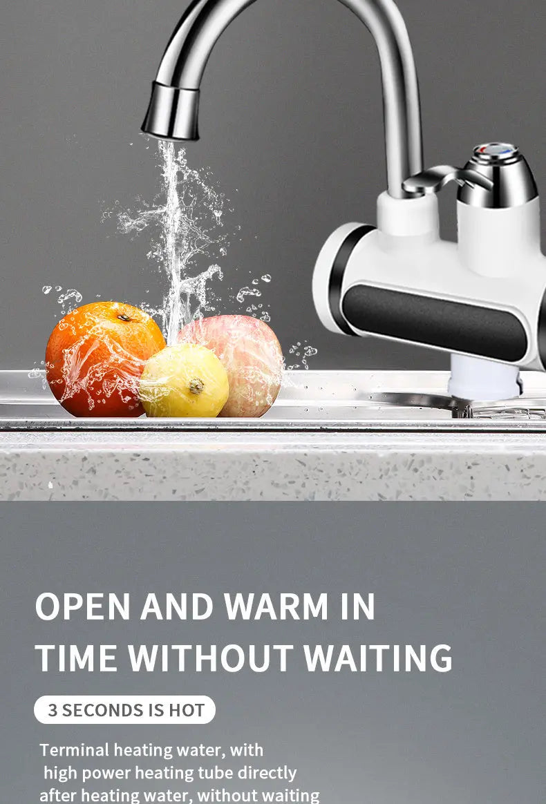 Kitchen Electric Water Tap  Water Heater Temperature Display Cold Heating Faucet Hot Water Faucet Heater - Glam WOW
