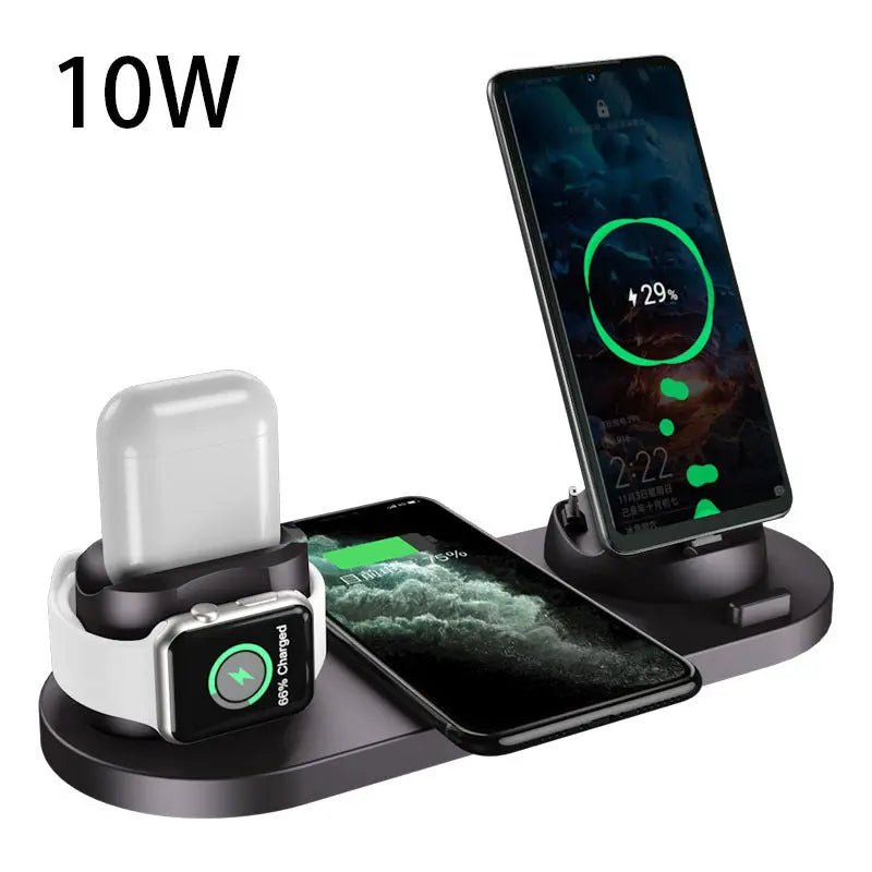Wireless Charger For IPhone Fast Charger For Phone Fast Charging Pad For Phone Watch 6 In 1 Charging Dock Station - Glam WOW