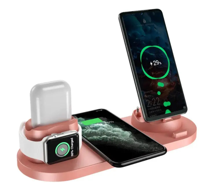 Wireless Charger For IPhone Fast Charger For Phone Fast Charging Pad For Phone Watch 6 In 1 Charging Dock Station - Glam WOW
