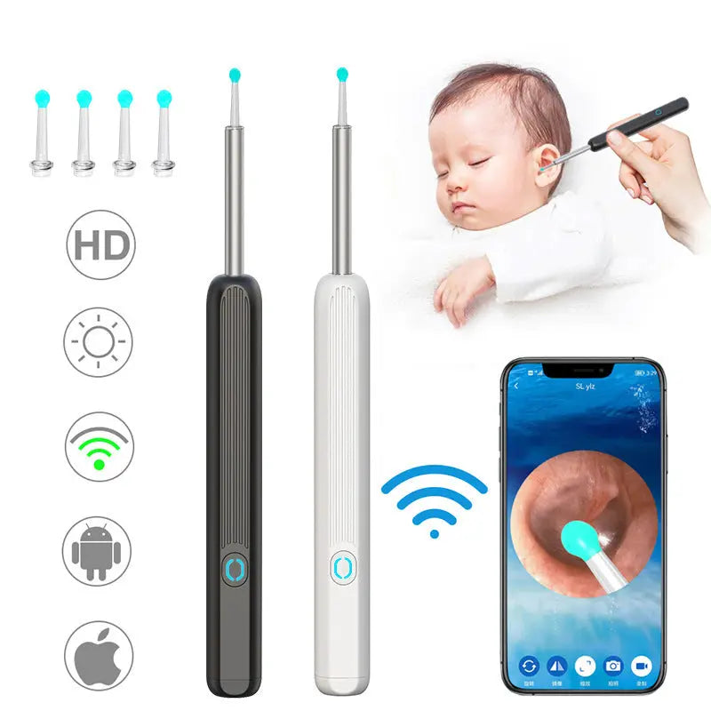 NE3 Ear Cleaner Otoscope Ear Wax Removal Tool With Camera LED Light Wireless Ear Endoscope Ear Cleaning Kit For I-phone - Glam WOW