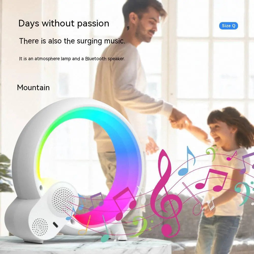 Creative Q Light Analog Sunrise Digital Display Alarm Clock Bluetooth Audio Intelligent Wake-up Q Colorful Atmosphere Light - Glam WOW