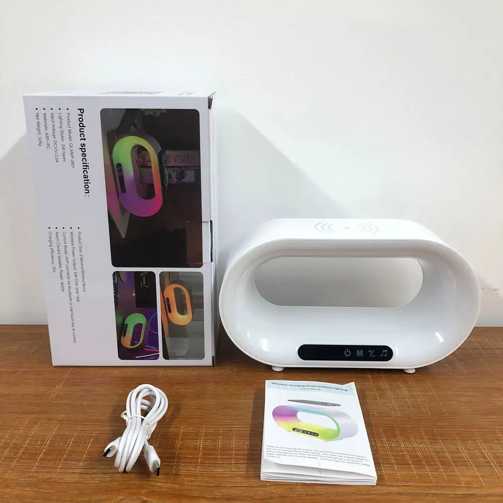 Multi-function 3 In 1 LED Night Light APP Control RGB Atmosphere Desk Lamp Smart Multifunctional Wireless Charger Alarm Clock - Glam WOW
