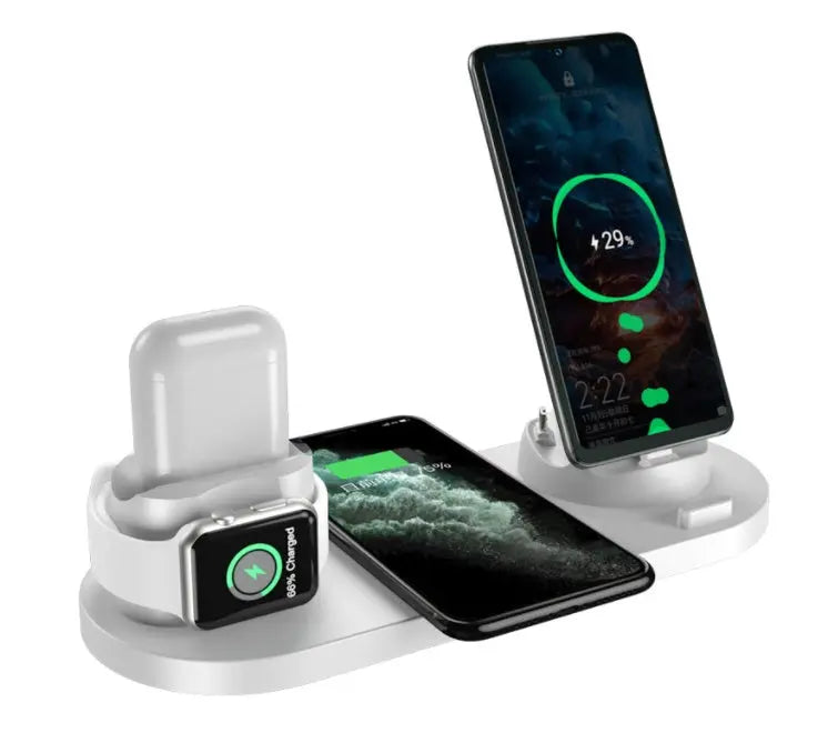 Wireless Charger For IPhone Fast Charger For Phone Fast Charging Pad For Phone Watch 6 In 1 Charging Dock Station - Glam WOW