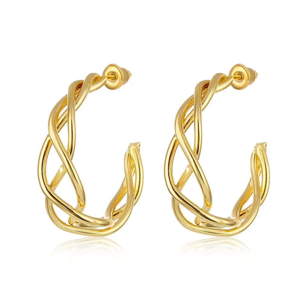 Exaggerated And Personalized Hollow Chain Stud Earrings Simple - Glam WOW