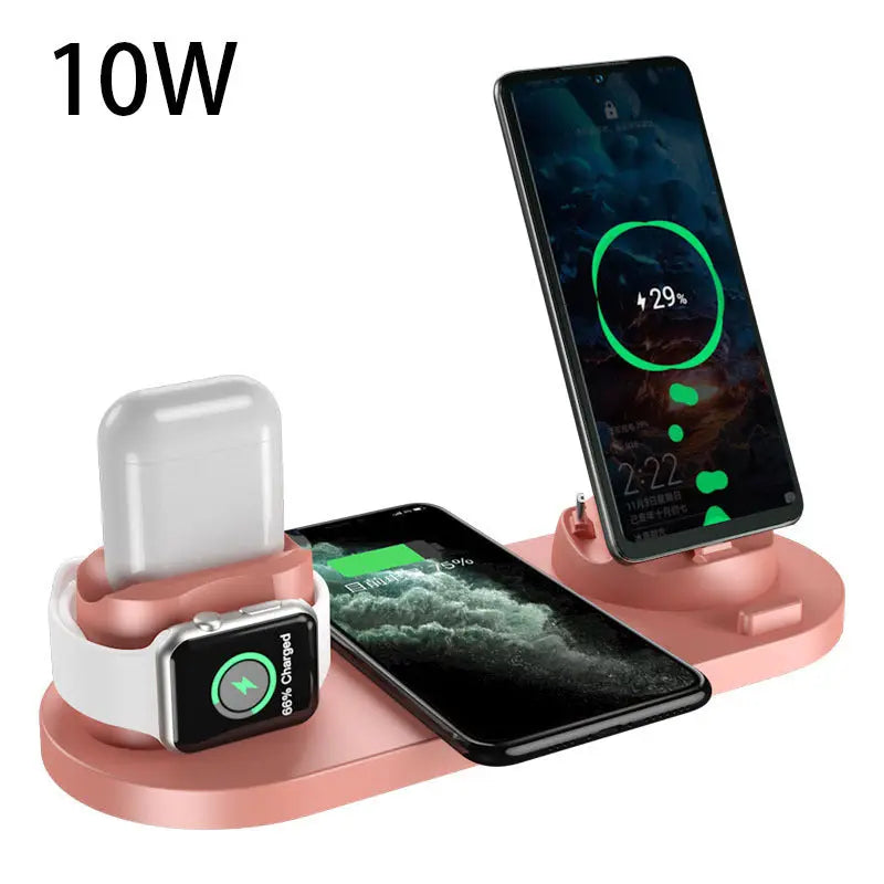 Wireless Charger For IPhone Fast Charger For Phone Fast Charging Pad For Phone Watch 6 In 1 Charging Dock Station - Glam WOW