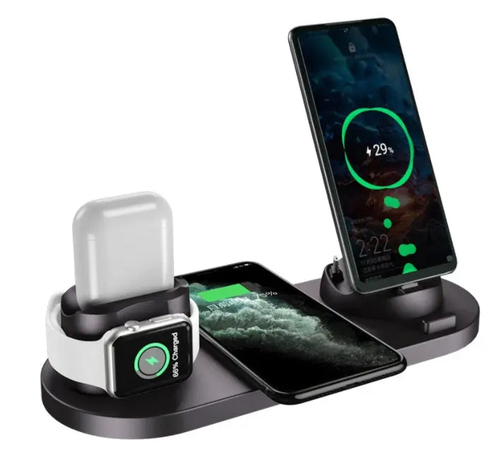 Wireless Charger For IPhone Fast Charger For Phone Fast Charging Pad For Phone Watch 6 In 1 Charging Dock Station - Glam WOW