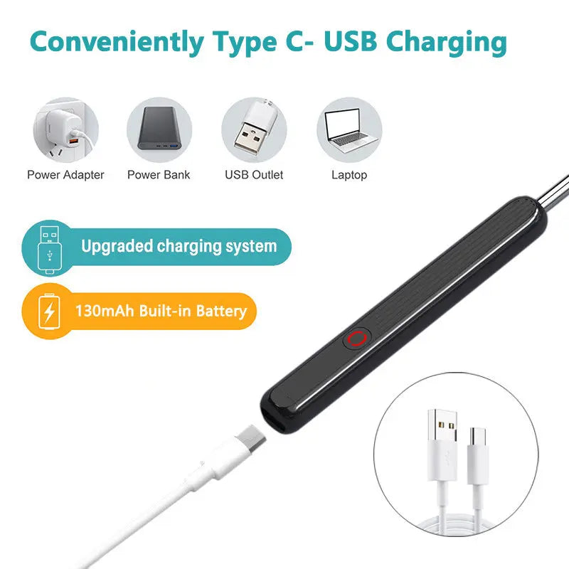 NE3 Ear Cleaner Otoscope Ear Wax Removal Tool With Camera LED Light Wireless Ear Endoscope Ear Cleaning Kit For I-phone - Glam WOW