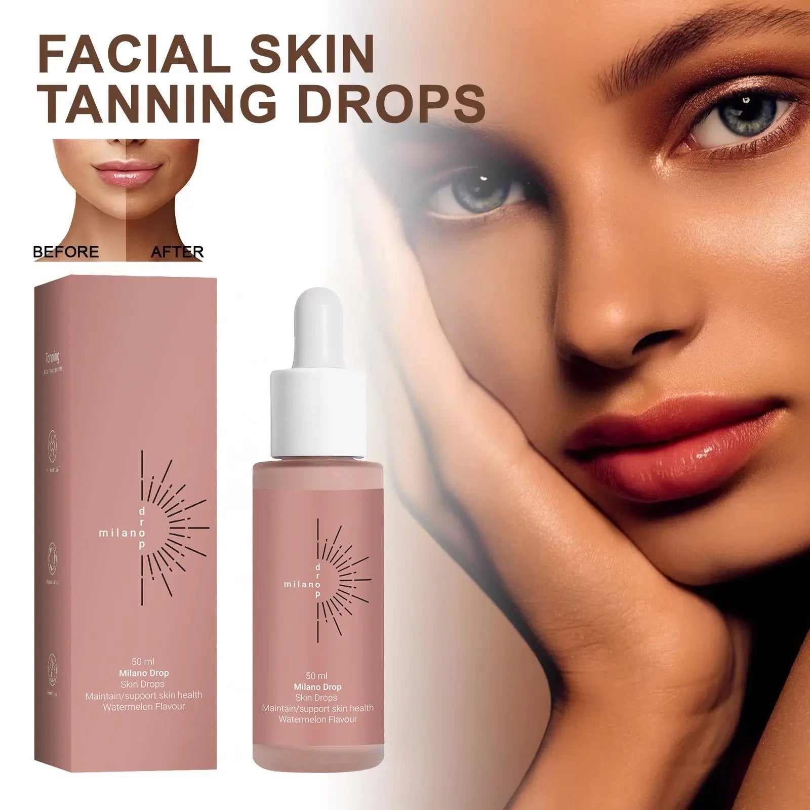 Tanning Face Serum Face Body Tanning Bed Outdoor Fine Line Repair Skin Serum Dark Bronzer Self Tanning Serum Drops - Glam WOW