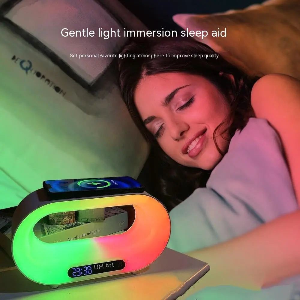 Multi-function 3 In 1 LED Night Light APP Control RGB Atmosphere Desk Lamp Smart Multifunctional Wireless Charger Alarm Clock - Glam WOW