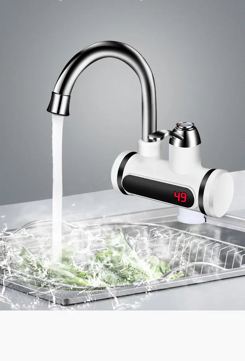 Kitchen Electric Water Tap  Water Heater Temperature Display Cold Heating Faucet Hot Water Faucet Heater - Glam WOW