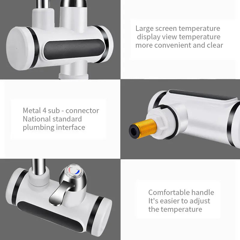 Kitchen Electric Water Tap  Water Heater Temperature Display Cold Heating Faucet Hot Water Faucet Heater - Glam WOW