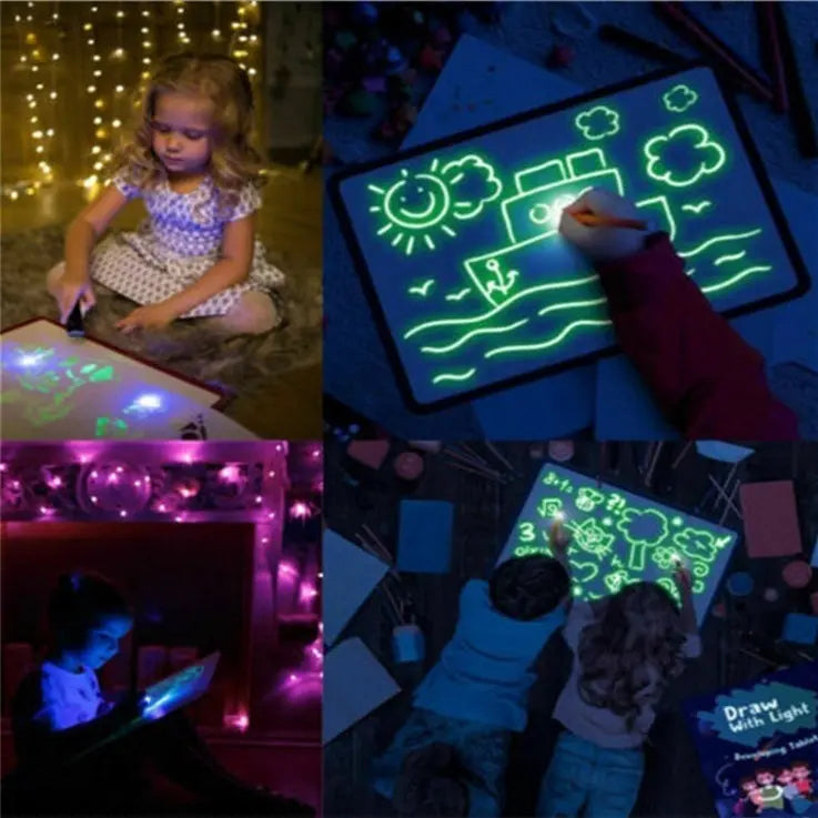 Educational Toy Drawing Pad 3D Magic 8 Light Effects Puzzle Board Sketchpad - Glam WOW